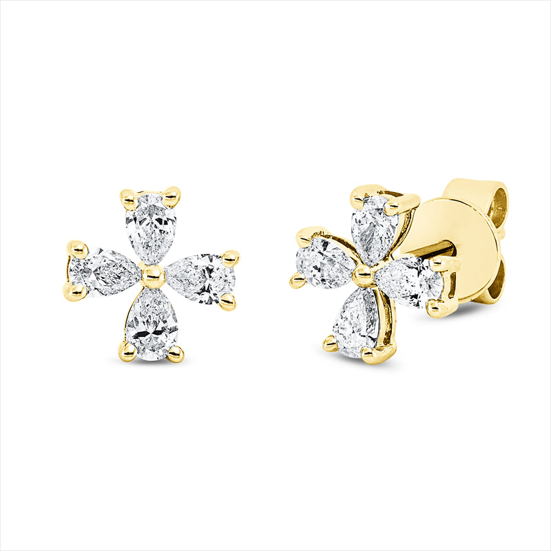 Ohrstecker 18 kt GG, 8 Tropfen 0,38 ct, TW-si