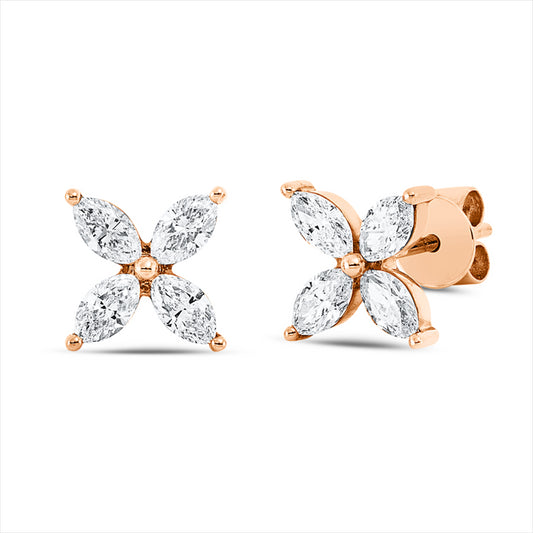 Ohrstecker 18 kt RG, 8 Nav. 0,80 ct, TW-si