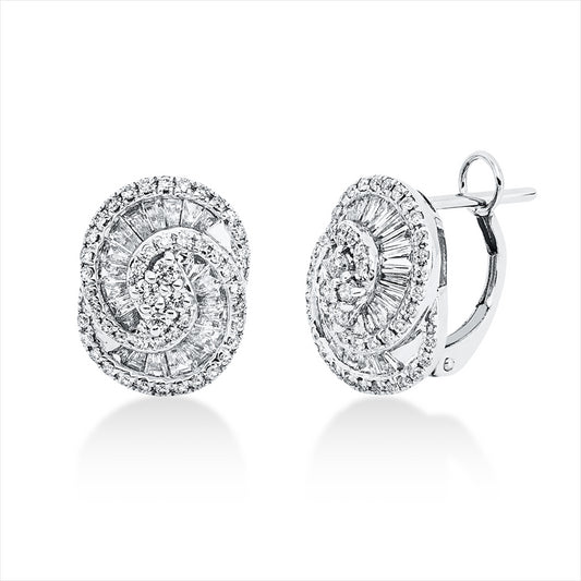 Creolen 18 kt WG, 43 Trap. 0,55 ct, TW-si, 96 Brill. 0,41 ct, TW-si