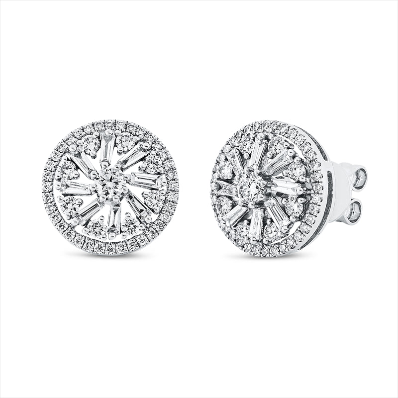 Ohrstecker 18 kt WG, 16 Trap. 0,30 ct, TW-si, 90 Brill. 0,63 ct, TW-si