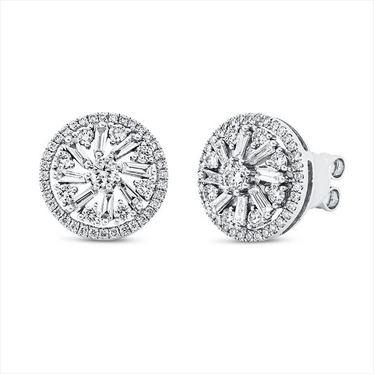 Ohrstecker 18 kt WG, 16 Trap. 0,30 ct, TW-si, 90 Brill. 0,63 ct, TW-si