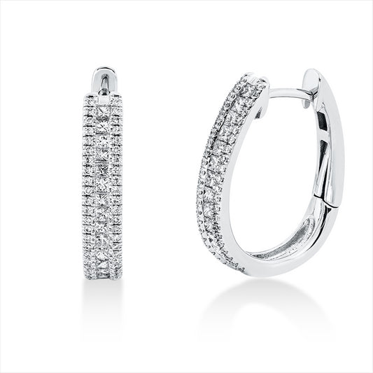 Creolen 18 kt WG, 28 Princ. 0,52 ct, TW-si, 88 Brill. 0,24 ct, TW-si