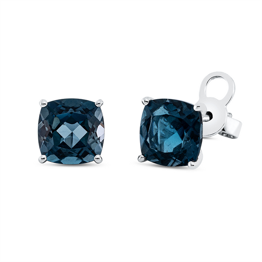 Ohrstecker 18 kt WG, Sicherheitsverschluss, 2 Topase 4,10 ct Lond. blue