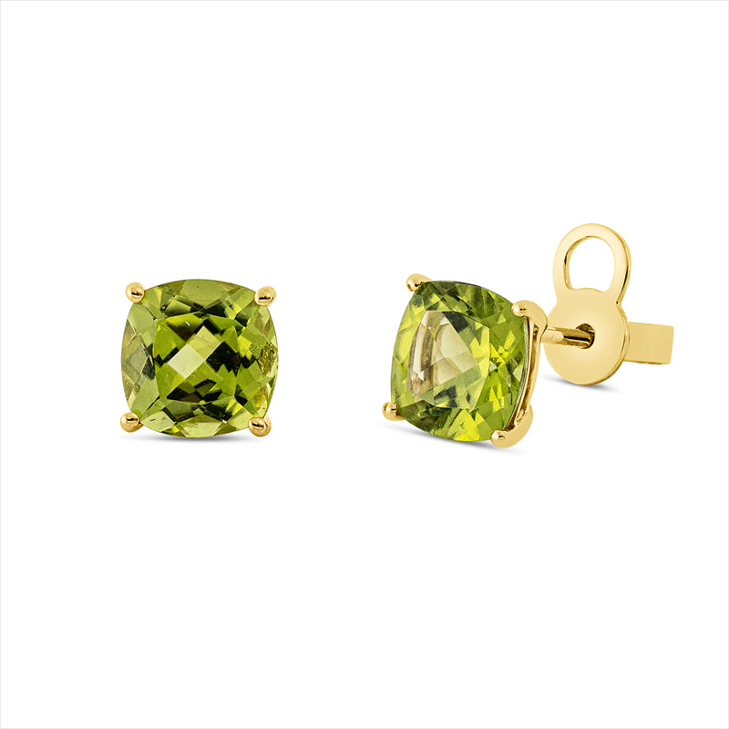 Ohrstecker 18 kt GG, Sicherheitsverschluss, 2 Peridot 3,30 ct grün