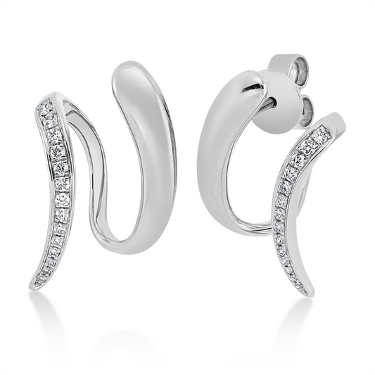 Ohrstecker 18 kt WG, 6 Brill. 0,06 ct, TW-si, 22 Brill. 0,12 ct, TW-si