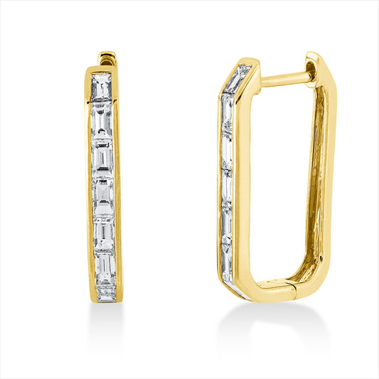 Creolen 18 kt GG, 14 Bag. 0,95 ct, TW-si