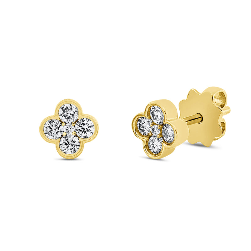 Ohrstecker 18 kt GG, 8 Brill. 0,35 ct, TW-si, 2 Brill. 0,02 ct, TW-si