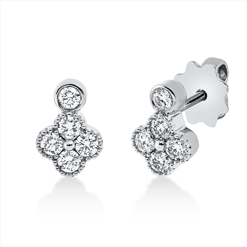 Ohrstecker 18 kt WG, 8 Brill. 0,35 ct, TW-si, 2 Brill. 0,06 ct, TW-si