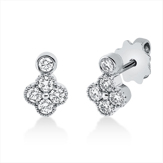 Ohrstecker 18 kt WG, 8 Brill. 0,35 ct, TW-si, 2 Brill. 0,06 ct, TW-si
