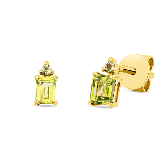 Ohrstecker 18 kt GG, 2 Peridot 0,55 ct grün, 2 Peridot 0,04 ct grün