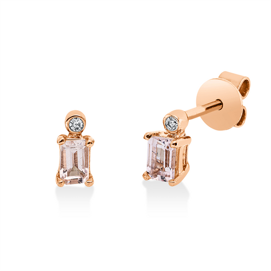 Ohrstecker 18 kt RG, 2 Brill. 0,02 ct, TW-si, 2 Morganit 0,53 ct