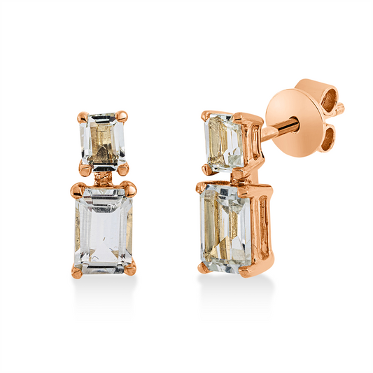Ohrstecker 18 kt RG, 2 Amethyste 1,04 ct grün, 2 Amethyste 0,55 ct grün