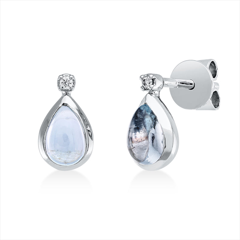 Ohrstecker 18 kt WG, 2 Brill. 0,02 ct, TW-si, 2 Topase 0,90 ct sky blue