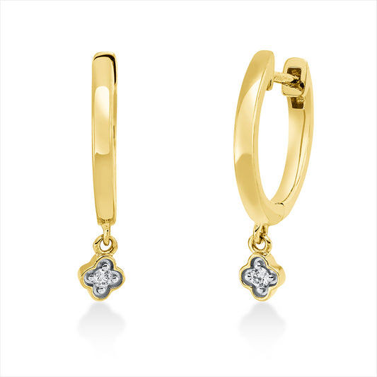 Ohrschmuck 18 kt GG, Fassung rhodiniert, 2 Brill. 0,03 ct, TW-si