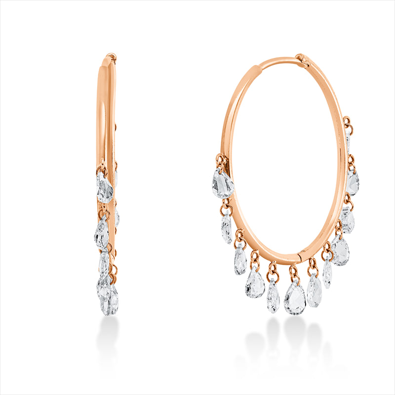 Creolen 18 kt RG, 24 Rosen-Schl 2,25 ct, TW-vsi