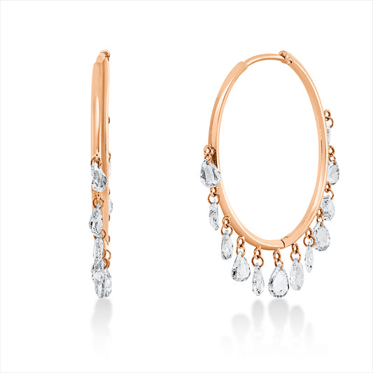 Creolen 18 kt RG, 24 Rosen-Schl 2,25 ct, TW-vsi