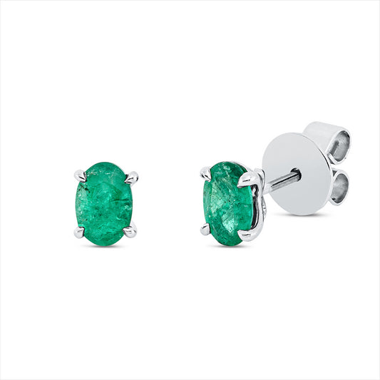 Ohrstecker 18 kt WG, 2 Smaragde 0,87 ct grün