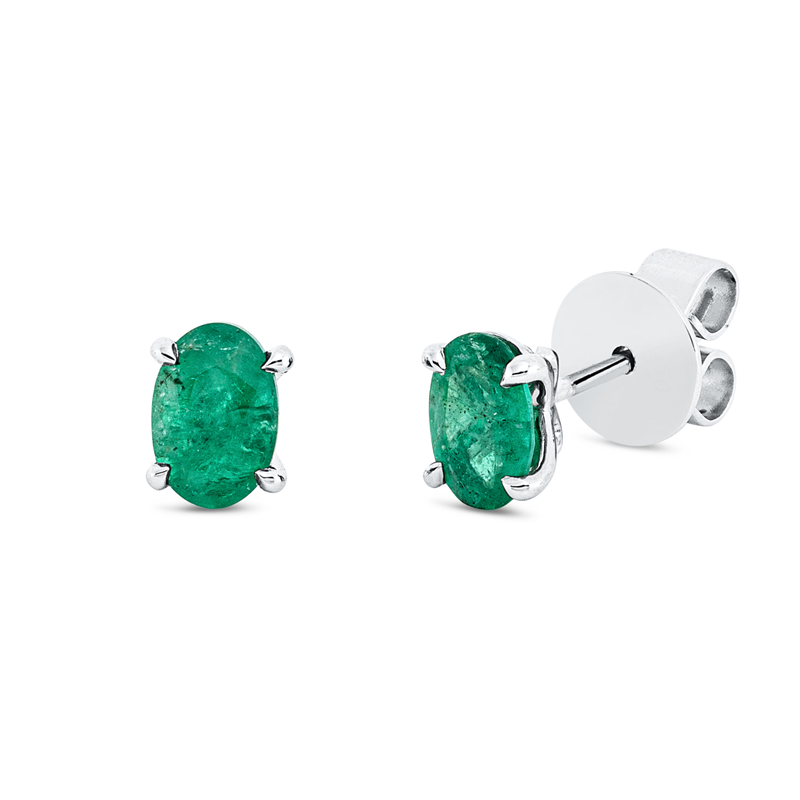 Ohrstecker 18 kt WG, 2 Smaragde 0,87 ct grün