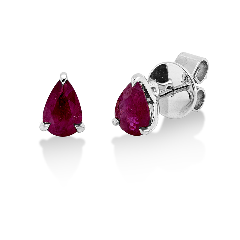 Ohrstecker 18 kt WG, 2 Rubine 0,78 ct rot
