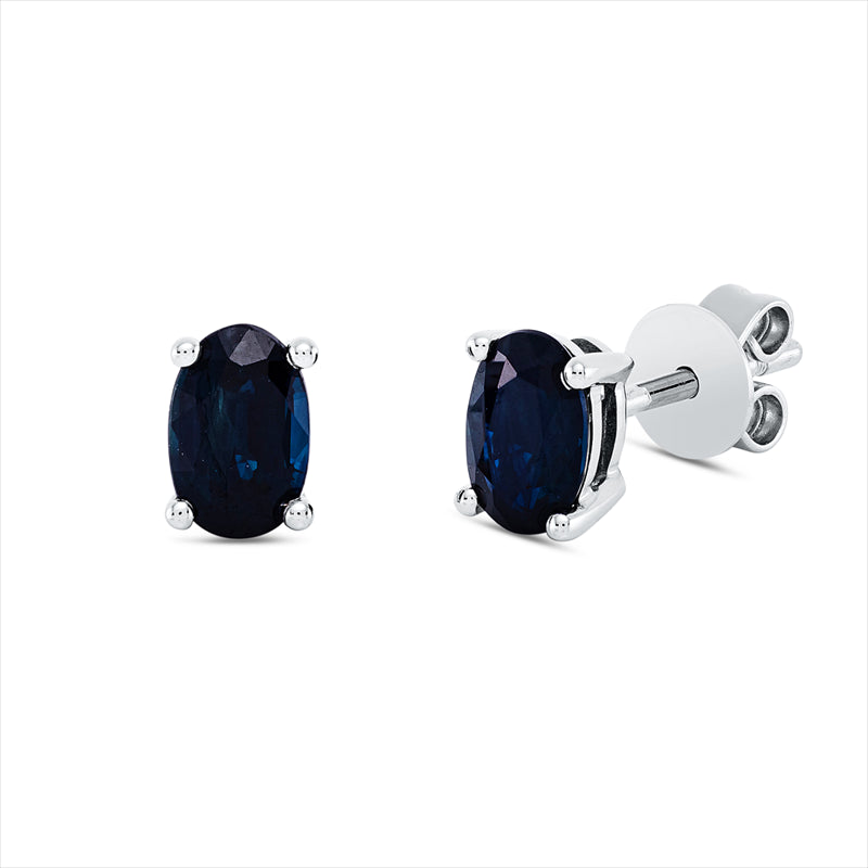 Ohrstecker 18 kt WG, 2 Saphire 1,08 ct blau