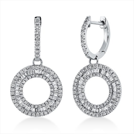 Ohrschmuck 18 kt WG, 87 Trap. 0,52 ct, TW-si, 142 Brill. 0,55 ct, TW-si