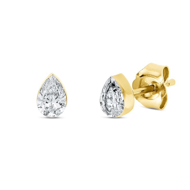 Ohrstecker 18 kt GG, 2 Tropfen 0,48 ct, TW-si