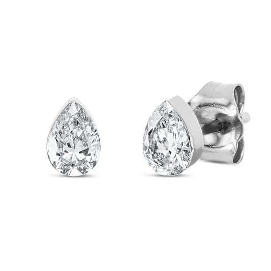 Ohrstecker 18 kt WG, 2 Tropfen 0,50 ct, TW-si