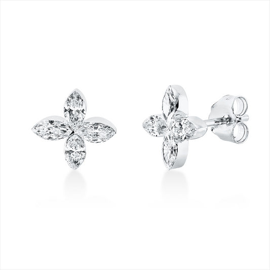 Ohrstecker 18 kt WG, 8 Nav. 0,91 ct, TW-si