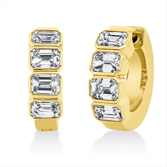 Creolen 18 kt GG, 8 Sm.schliff 1,50 ct, D/F-vvs