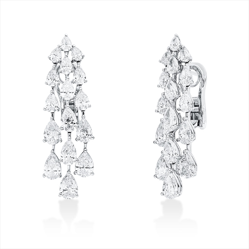 Ohrschmuck 18 kt WG, 32 Tropfen 7,25 ct, F-vsi/si