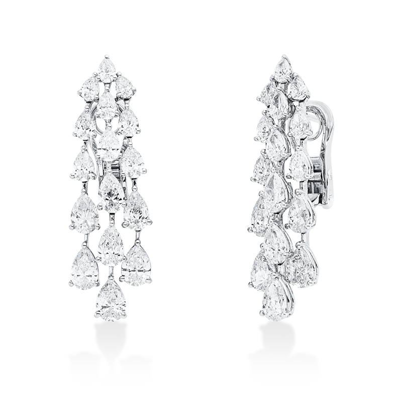 Ohrschmuck 18 kt WG, 32 Tropfen 7,25 ct, F-vsi/si