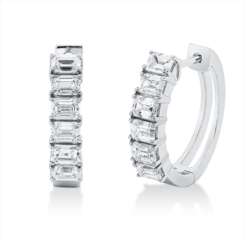 Creolen 18 kt WG, 12 Sm.schliff 1,63 ct, F-vsi