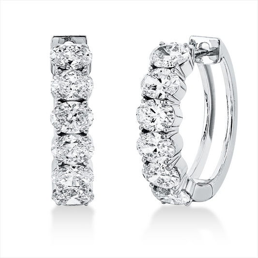 Creolen 18 kt WG, 12 Oval 2,39 ct, F-vsi/si