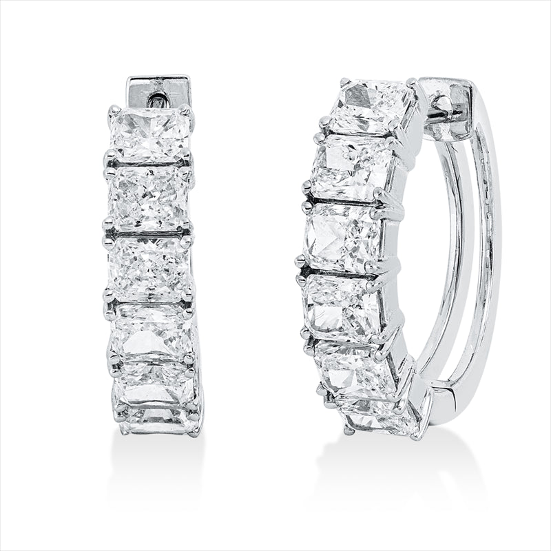 Creolen 18 kt WG, 12 Radiant 2,80 ct, D/F-vvs