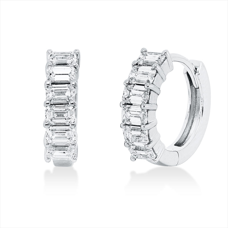 Creolen 18 kt WG, 12 Sm.schliff 0,98 ct, F-vsi