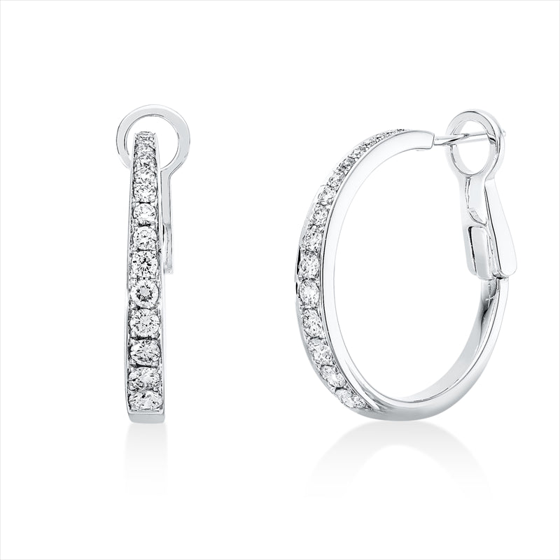 Creolen 18 kt WG, 36 Brill. 0,88 ct, TW-vsi