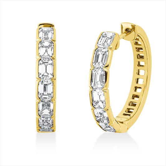 Creolen 18 kt GG, 14 Sm.schliff 4,53 ct, TW-vsi