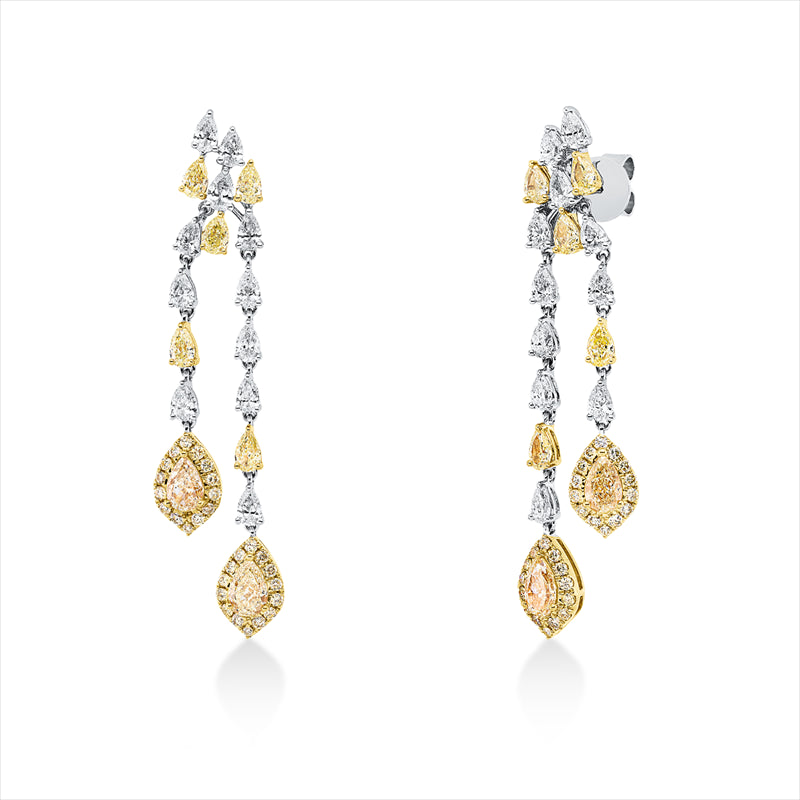 Ohrschmuck 18 kt , 22 Trop 1,89 ct, TW-si,10 Trop 1,30ct, gelb,4 Trop 1,70ct, gelb,56 Brill.0,56ct, gelb