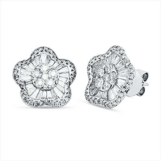 Ohrstecker 18 kt WG, 53 Trap. 1,09 ct, TW-si, 82 Brill. 1,19 ct, TW-si