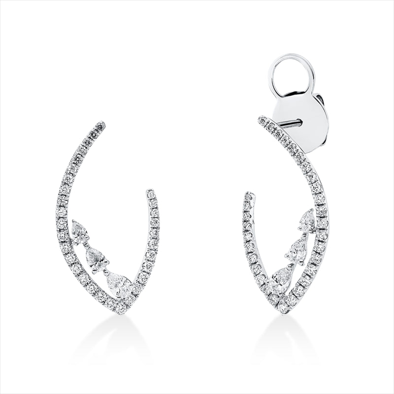 Ohrschmuck 18 kt WG, 6 Tropfen 0,43 ct, TW-vsi, 62 Brill. 0,52 ct, TW-si