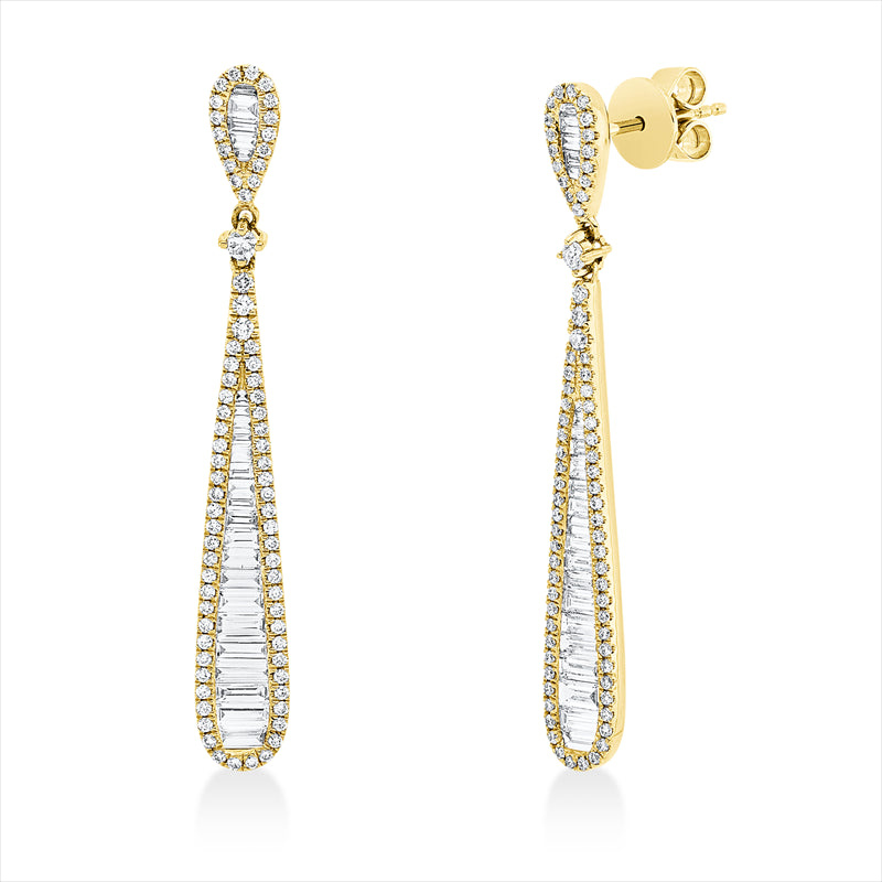 Ohrschmuck 18 kt GG, 34 Bag. 0,44 ct, TW-si, 13 Bag. 0,46 ct, TW-si, 150 Brill. 0,44 ct, TW-si