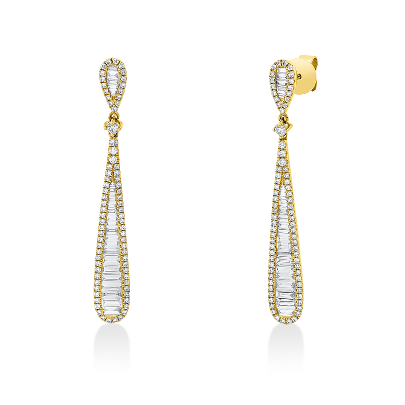 Ohrschmuck 18 kt GG, 34 Bag. 0,44 ct, TW-si, 13 Bag. 0,46 ct, TW-si, 150 Brill. 0,44 ct, TW-si