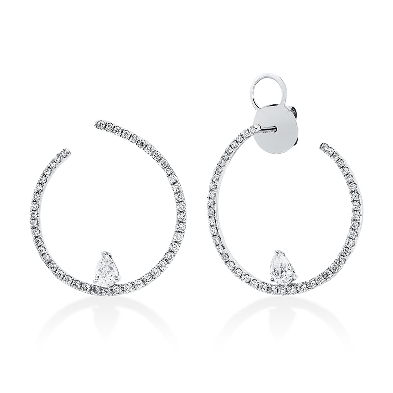 Ohrschmuck 18 kt WG, 2 Tropfen 0,48 ct, TW-vsi, 92 Brill. 0,76 ct, TW-si