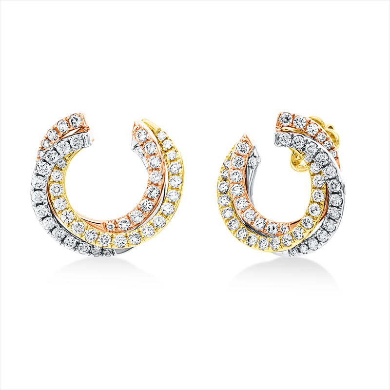 Ohrstecker 18 kt WG+GG+RG, 96 Brill. 1,52 ct, TW-vsi