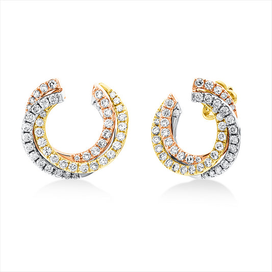 Ohrstecker 18 kt WG+GG+RG, 96 Brill. 1,52 ct, TW-vsi