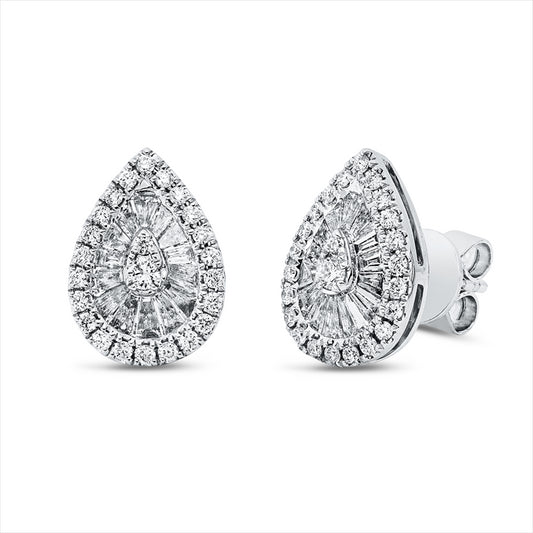 Ohrstecker 18 kt WG, 28 Trap. 0,42 ct, TW-si, 48 Brill. 0,28 ct, TW-si