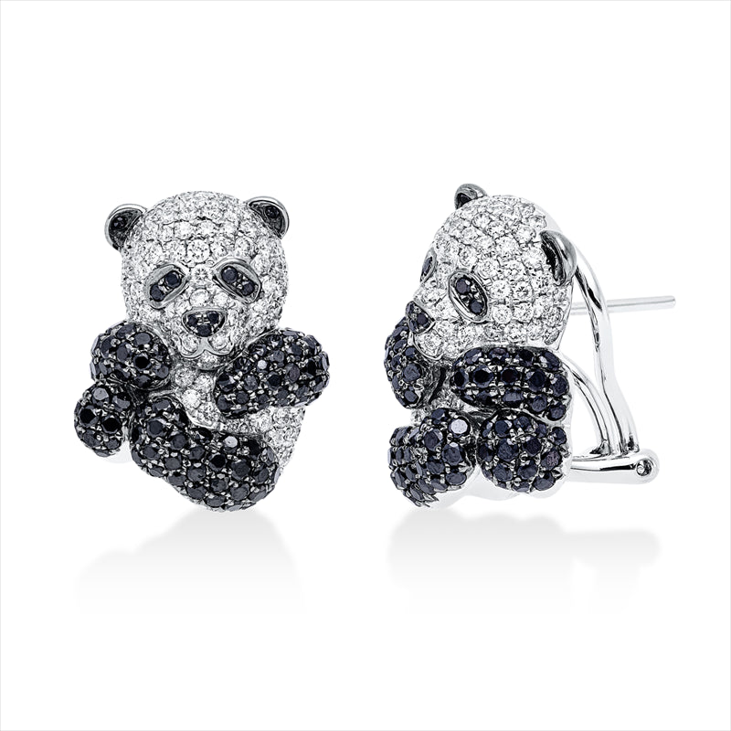 Ohrschmuck 18 kt WG, Fassung teils schwarz rhodinie,168 Brill.1,44ct,TW-vsi,210 Brill.2,16ct, schwarz