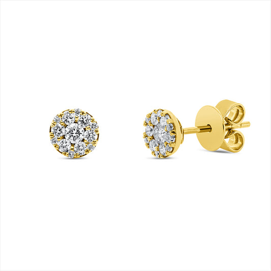 Ohrstecker 18 kt GG, 2 Brill. 0,11 ct, W-si/pi, 12 Brill. 0,23 ct, W-si/pi, 12 Brill. 0,04 ct, W-si/pi