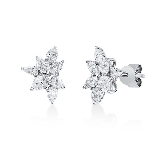 Ohrstecker 18 kt WG, 2 Nav. 0,11 ct, TW-vsi, 12 Tropfen 0,93 ct, TW-vsi