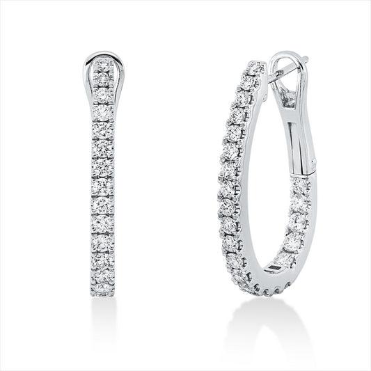 Creolen 18 kt WG, 4 Brill. 0,16 ct, TW-si, 40 Brill. 0,97 ct, TW-si